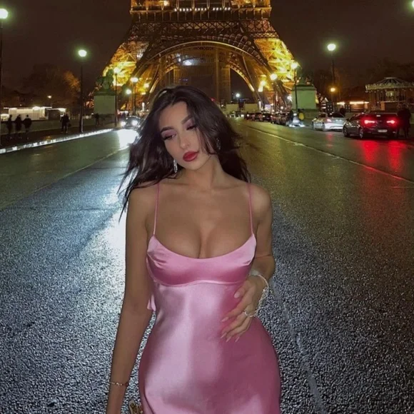 Zara Viral Slip Dress Out Pink Long Gown bloggers favourite - Picture 3 of 16